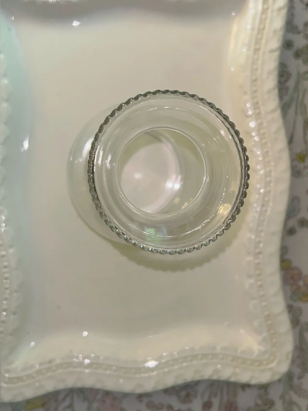 Beaded-top Clear Glass Hurricane Lamp Chimney Shade 8.5in Tall